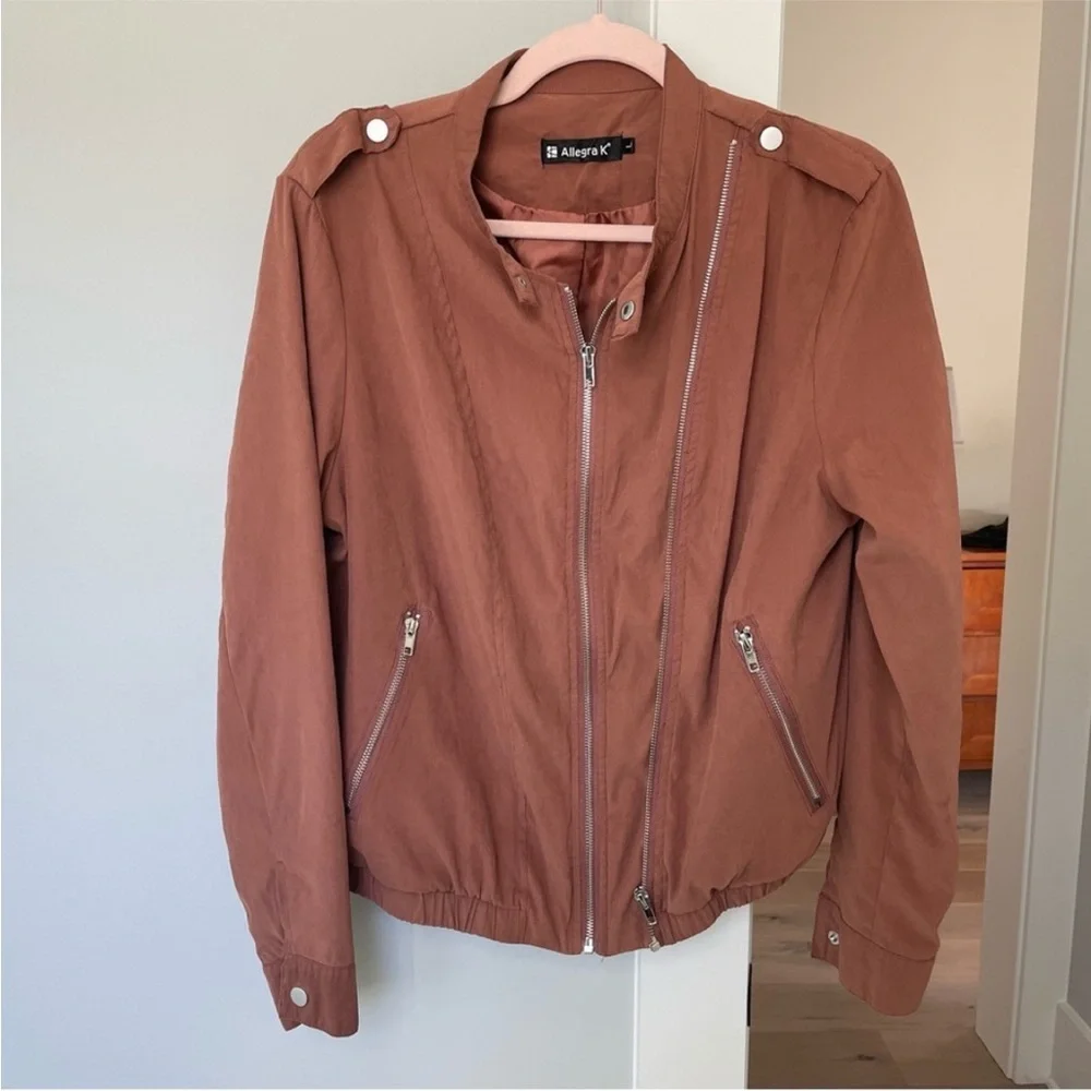 Allegra K Brown bomber Jacket